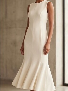 Calvin Klein Women's White Flare Hem Midi Dress NWT Size 4 CD9C15PY MSRP $134